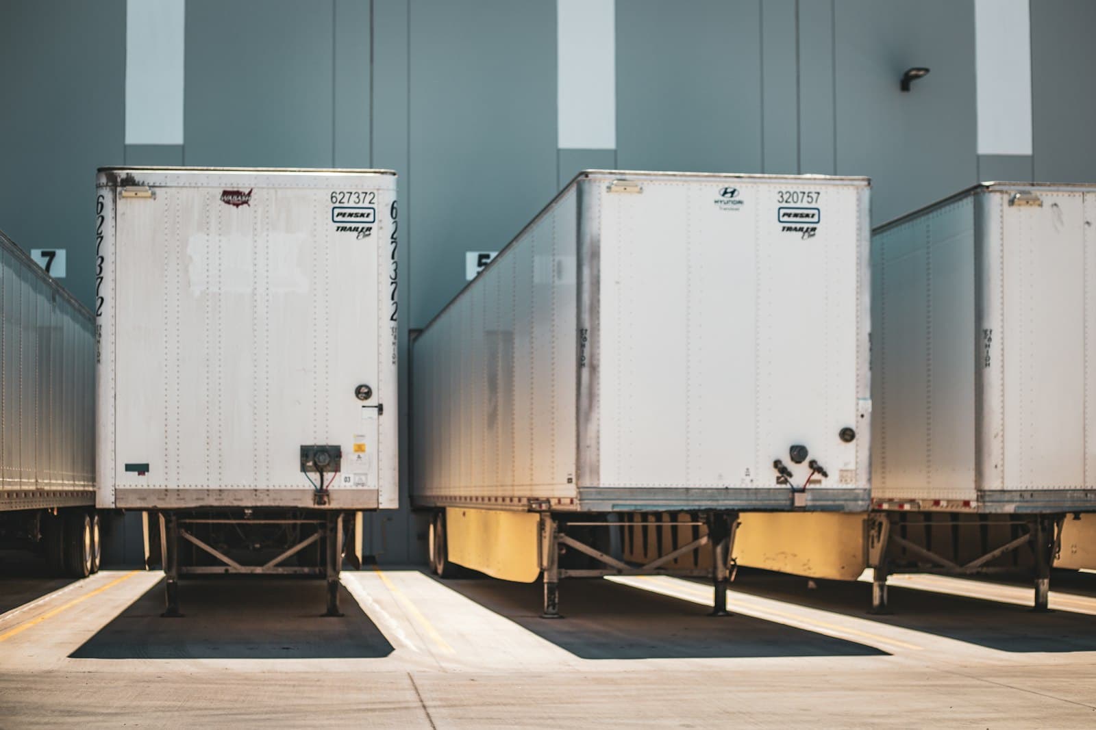 Trailers backed up to loading docks